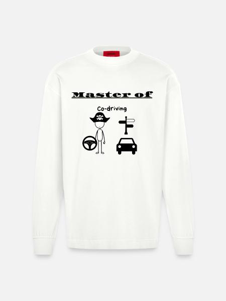 Master of Co-driving - Heavyweight Oversized Organic Longsleeve Shirt Made in EU - OFF WHITE