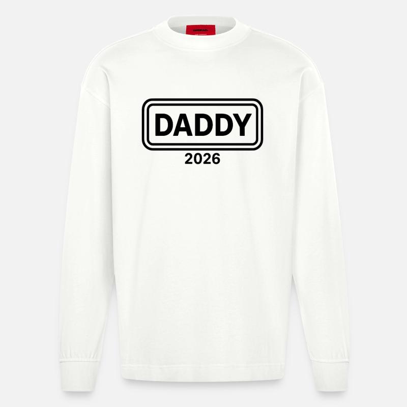 DADDY 2026 Stolzer werdender Vater - Heavyweight Oversized Organic Langarmshirt Made in EU - OFF WHITE