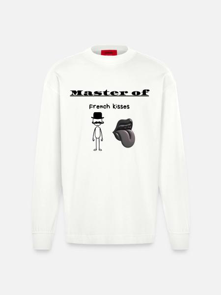 Master of French kisses - Heavyweight Oversized Organic Longsleeve Shirt Made in EU - OFF WHITE