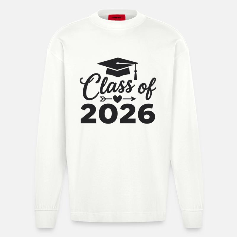 CLASS OF 2026 Absolventen Abschluss Studium - Heavyweight Oversized Organic Langarmshirt Made in EU - OFF WHITE