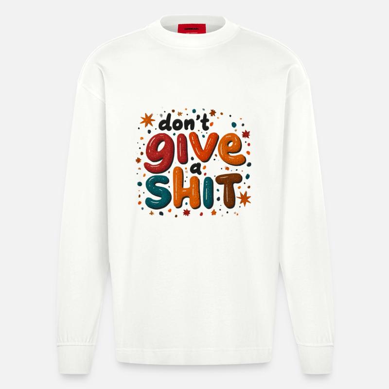 Gib niemals auf Farbexplosion - Heavyweight Oversized Organic Langarmshirt Made in EU - OFF WHITE