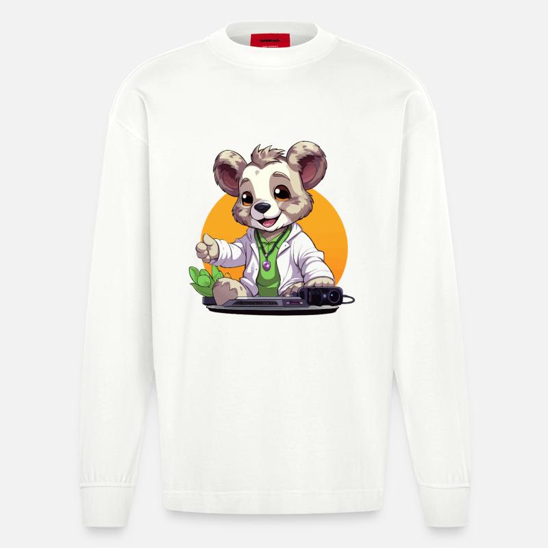 Tech-Koala Creator in retro look - Heavyweight Oversized Organic Longsleeve Shirt Made in EU - OFF WHITE