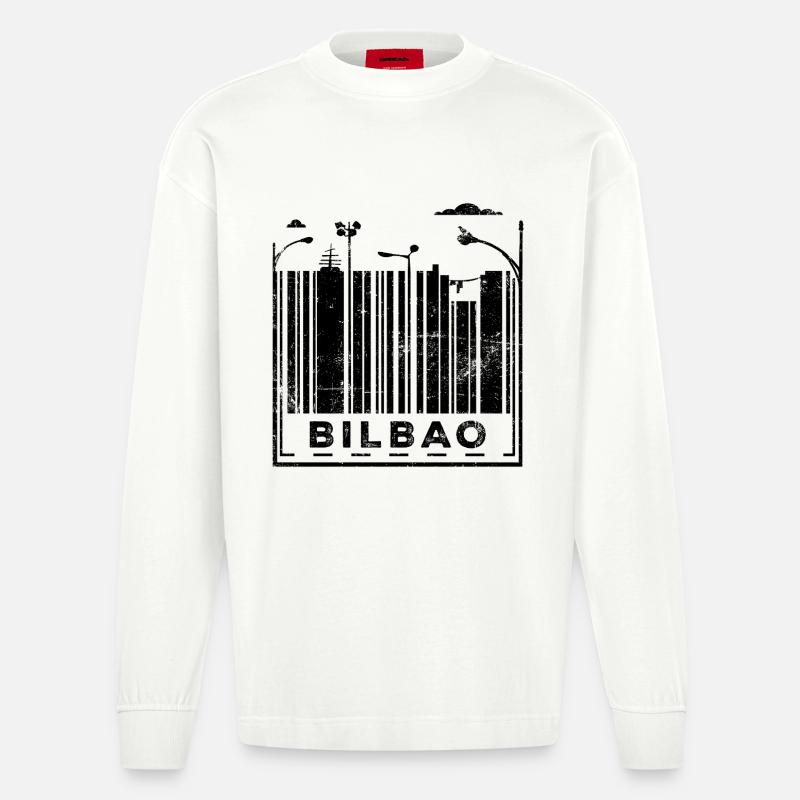 Code-barres de Bilbao - Manches longues bio épais oversize fabriqué en UE - OFF WHITE