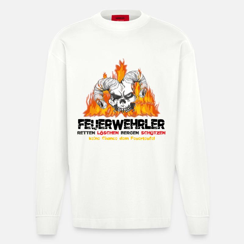 Pompier Fire Devil - Manches longues bio épais oversize fabriqué en UE - OFF WHITE