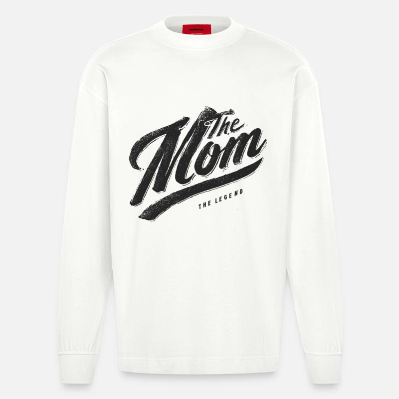 La Maman : La Légende Vintage Script - Manches longues bio épais oversize fabriqué en UE - OFF WHITE