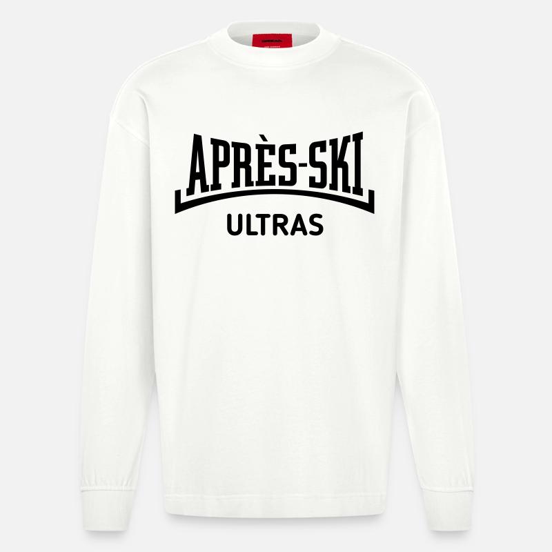 Ultra-Ski (Après Ski / Concave / Noir) - Manches longues bio épais oversize fabriqué en UE - OFF WHITE