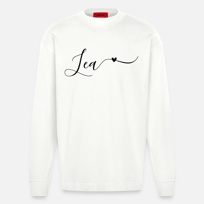 Lea Name Vorname Dekorativ - Heavyweight Oversized Organic Langarmshirt Made in EU - OFF WHITE