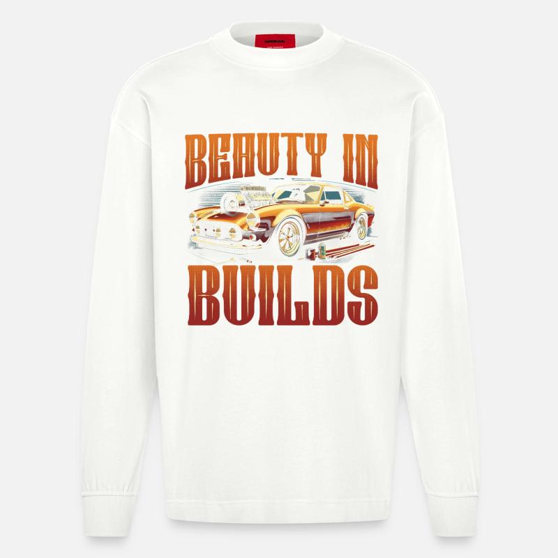Restauration automobile beauté dans les constructions - Manches longues bio épais oversize fabriqué en UE - OFF WHITE