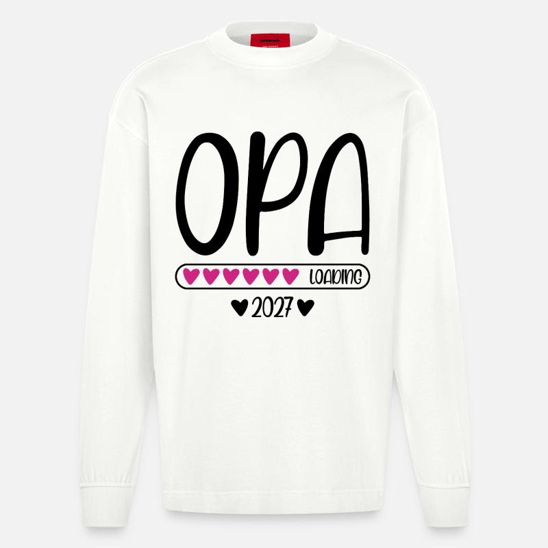 Opa 2027 loading Herzchen Ladebalken - Heavyweight Oversized Organic Langarmshirt Made in EU - OFF WHITE