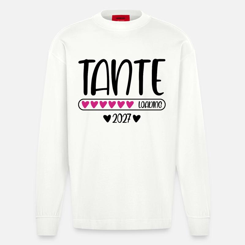 Tante 2027 loading Herzchen Ladebalken - Heavyweight Oversized Organic Langarmshirt Made in EU - OFF WHITE