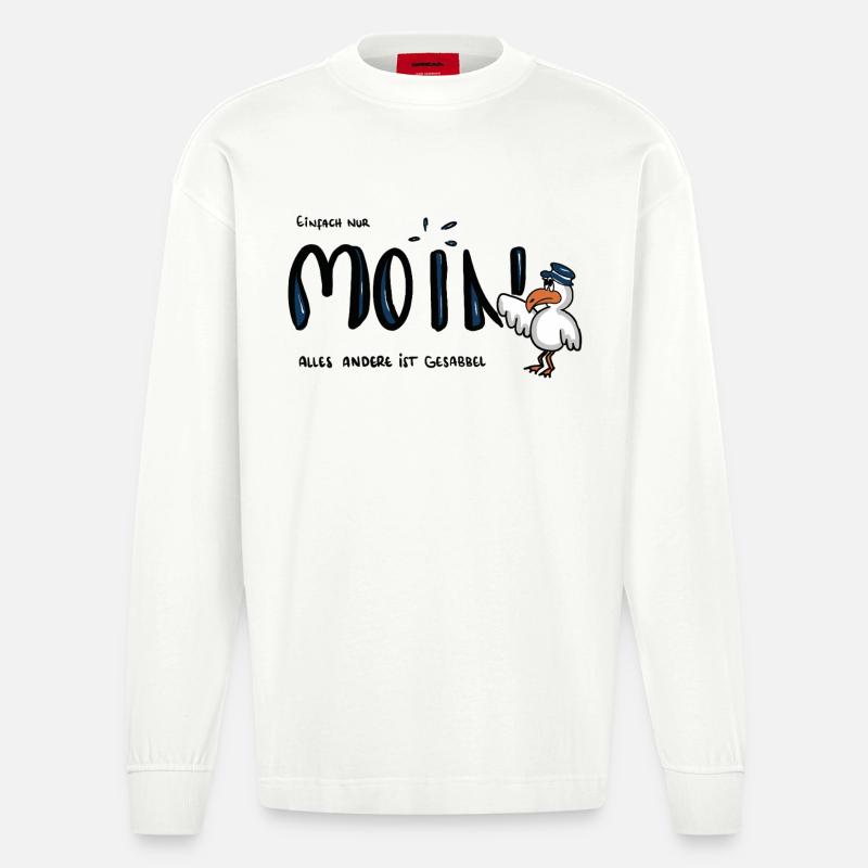 Moin Küstenseemöwe im Sailor-Style - Heavyweight Oversized Organic Langarmshirt Made in EU - OFF WHITE