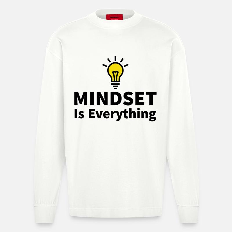 Mindset is everything Glühbirne Motivation Erfolg - Heavyweight Oversized Organic Langarmshirt Made in EU - OFF WHITE