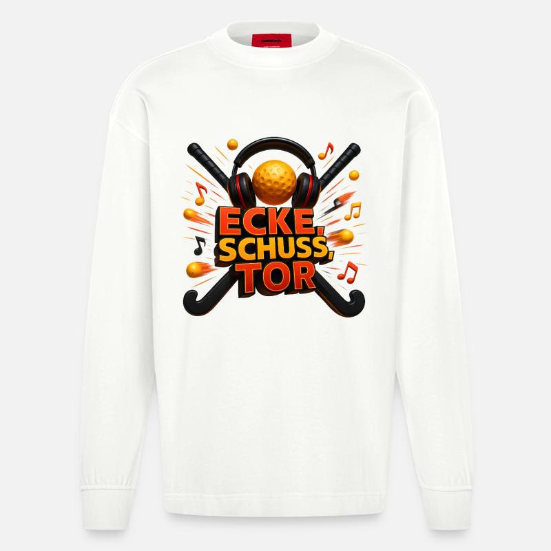 Ecke Schuss Tor  - Heavyweight Oversized Organic Langarmshirt Made in EU - OFF WHITE