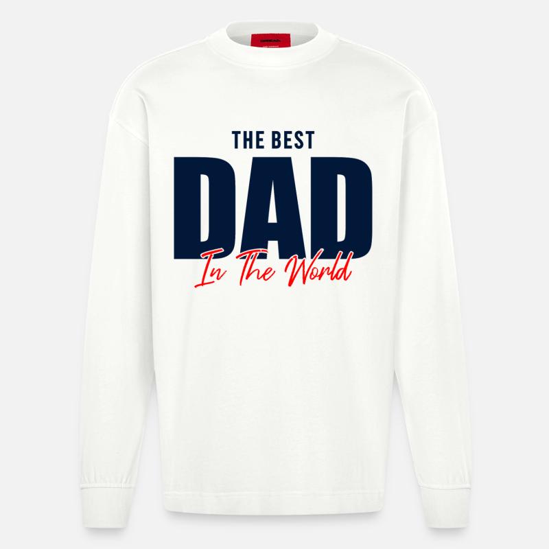 Bester Vater der Welt Geschenkhemd - Heavyweight Oversized Organic Langarmshirt Made in EU - OFF WHITE