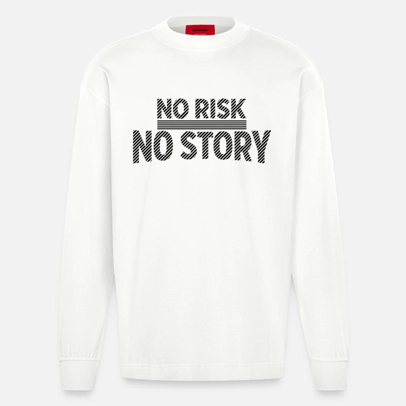 AUCUN RISQUE SANS HISTOIRE Déclaration d’aventure - Manches longues bio épais oversize fabriqué en UE - OFF WHITE