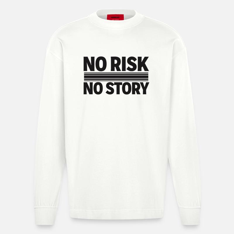 AUCUN RISQUE SANS HISTOIRE Déclaration d’aventure - Manches longues bio épais oversize fabriqué en UE - OFF WHITE