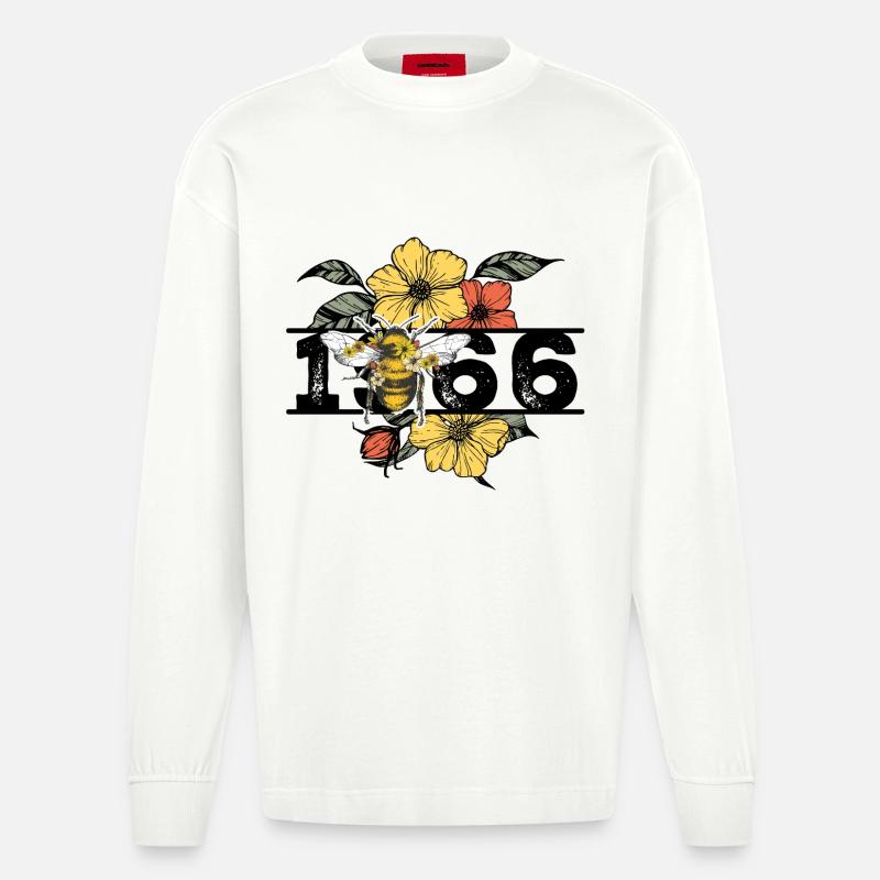 Annata 1966 - Maglia a maniche lunghe ecologica oversize Heavyweight Made in UE - OFF WHITE