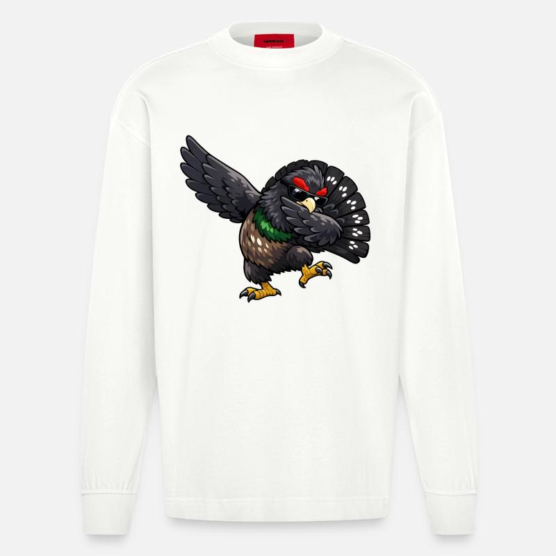 Dabbing Auerhahn - Heavyweight Oversized Organic Langarmshirt Made in EU - OFF WHITE