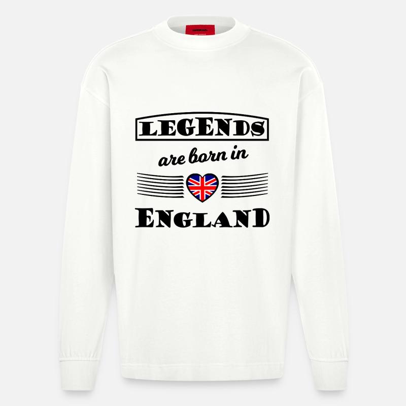 Cœur avec le drapeau Union Jack - Manches longues bio épais oversize fabriqué en UE - OFF WHITE
