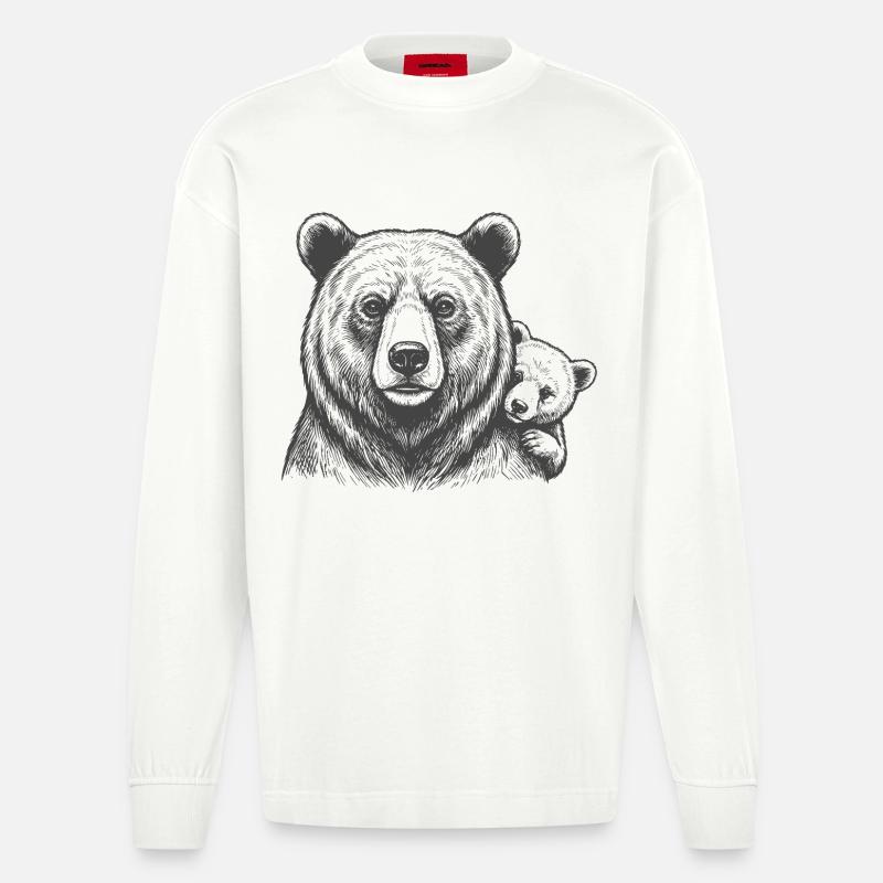 Papa et bébé des Bears - Manches longues bio épais oversize fabriqué en UE - OFF WHITE