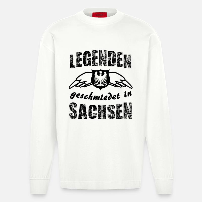 Legenden aus Sachsen - Heavyweight Oversized Organic Langarmshirt Made in EU - OFF WHITE