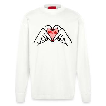 Pause machen - Heavyweight Oversized Organic Langarmshirt Made in EU - OFF WHITE - Vorne