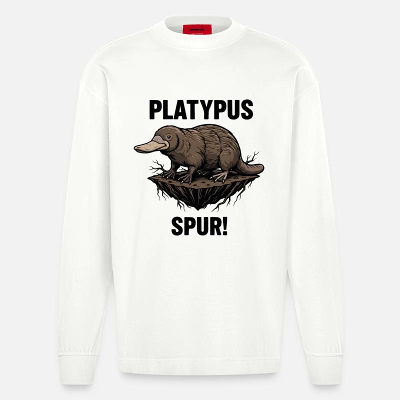 Platypus Spur Schwarze Gefahr - Heavyweight Oversized Organic Langarmshirt Made in EU - OFF WHITE