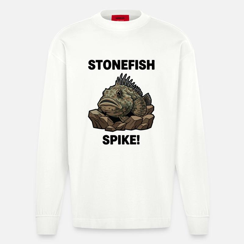 Poisson Pierre Danger Spike Stonefish Noir - Manches longues bio épais oversize fabriqué en UE - OFF WHITE