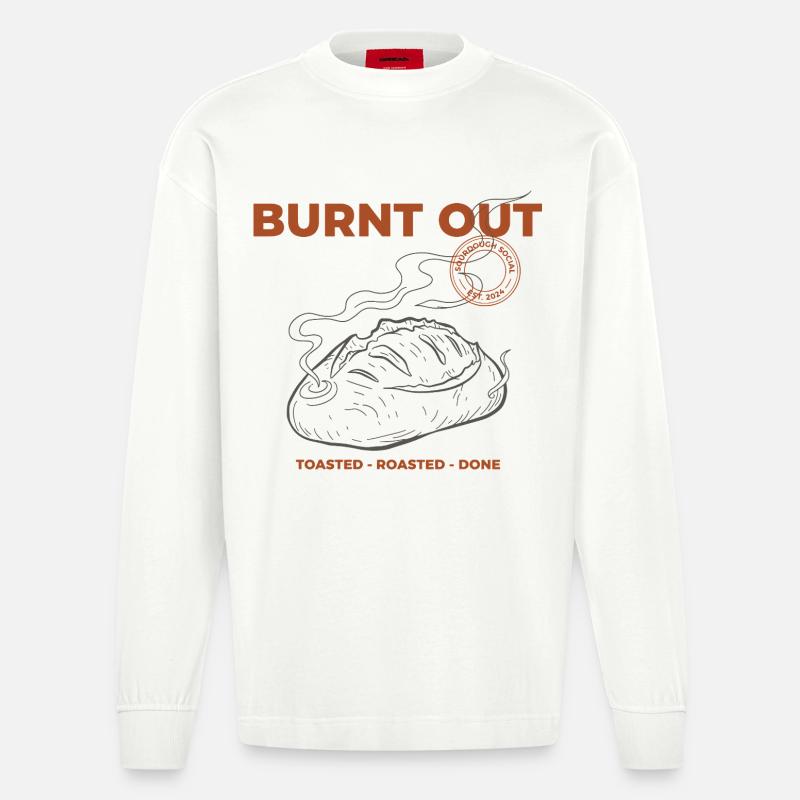 Sauerteigbrot-Backen Burnout Bäcker-Ära - Heavyweight Oversized Organic Langarmshirt Made in EU - OFF WHITE