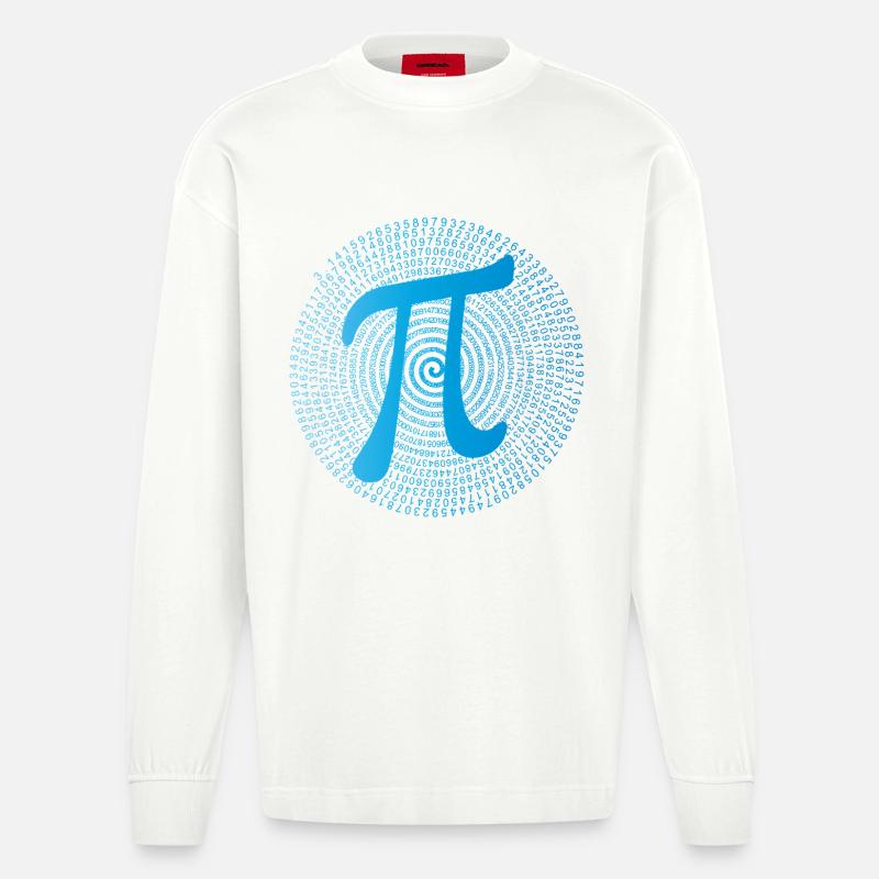 π (pi) in Data Spiral - Heavyweight Oversized Organic Langarmshirt Made in EU - OFF WHITE