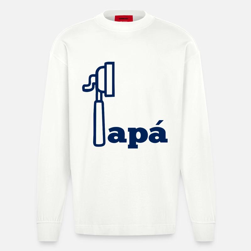Espresso Café Spanischer Papa - Heavyweight Oversized Organic Langarmshirt Made in EU - OFF WHITE