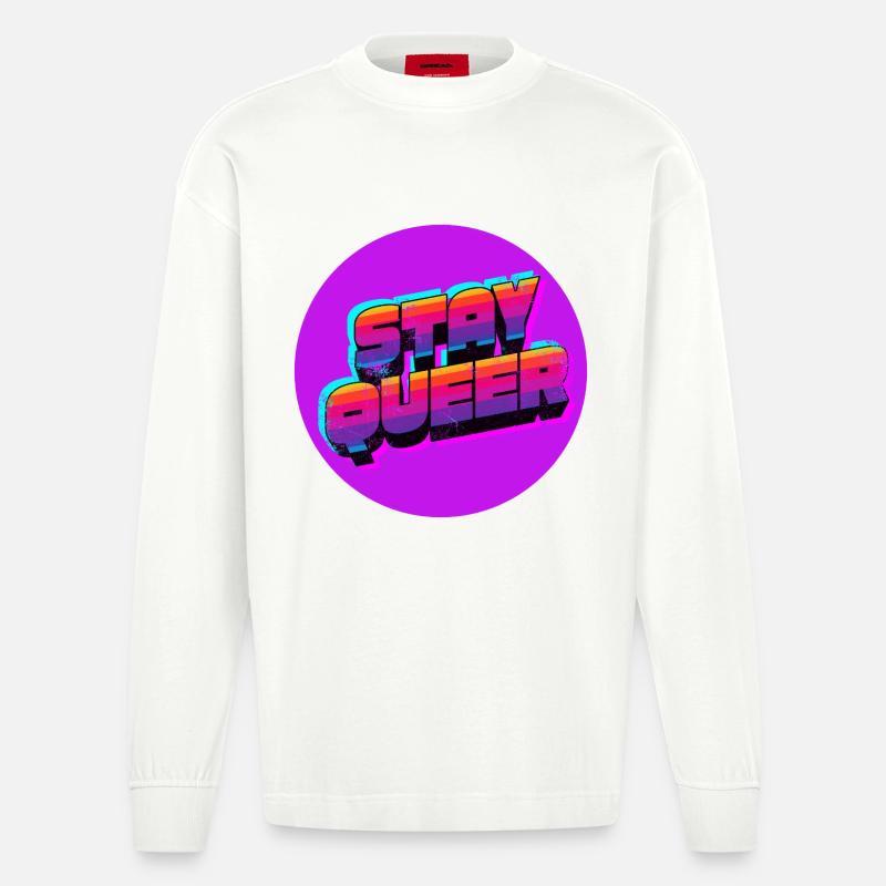 Reste queer rétro néon - Manches longues bio épais oversize fabriqué en UE - OFF WHITE