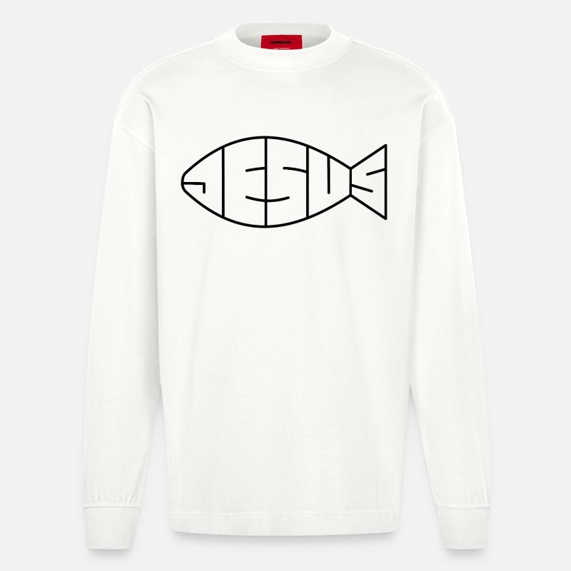 Jesus | Liebe | Glaube | Geschenk - Heavyweight Oversized Organic Langarmshirt Made in EU - OFF WHITE