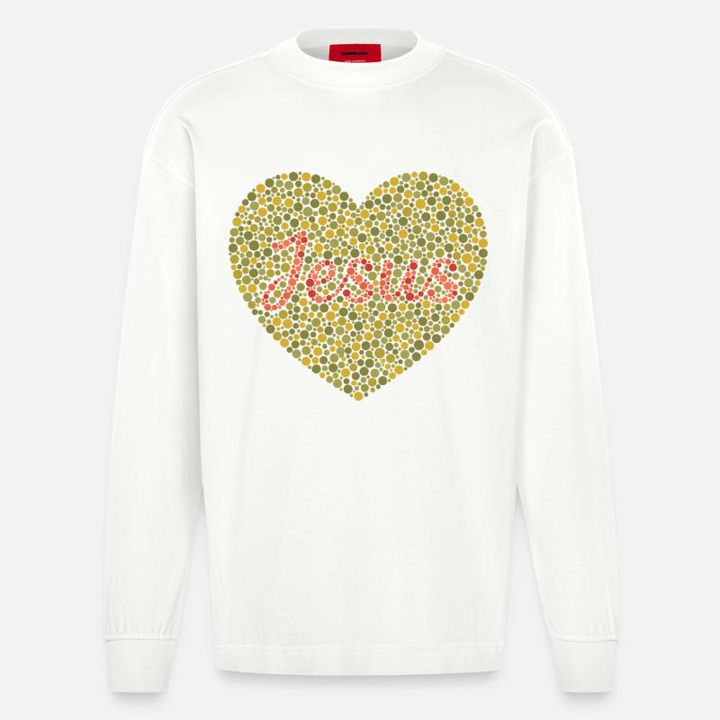 Jésus t’aime | Foi | Don - Manches longues bio épais oversize fabriqué en UE - OFF WHITE