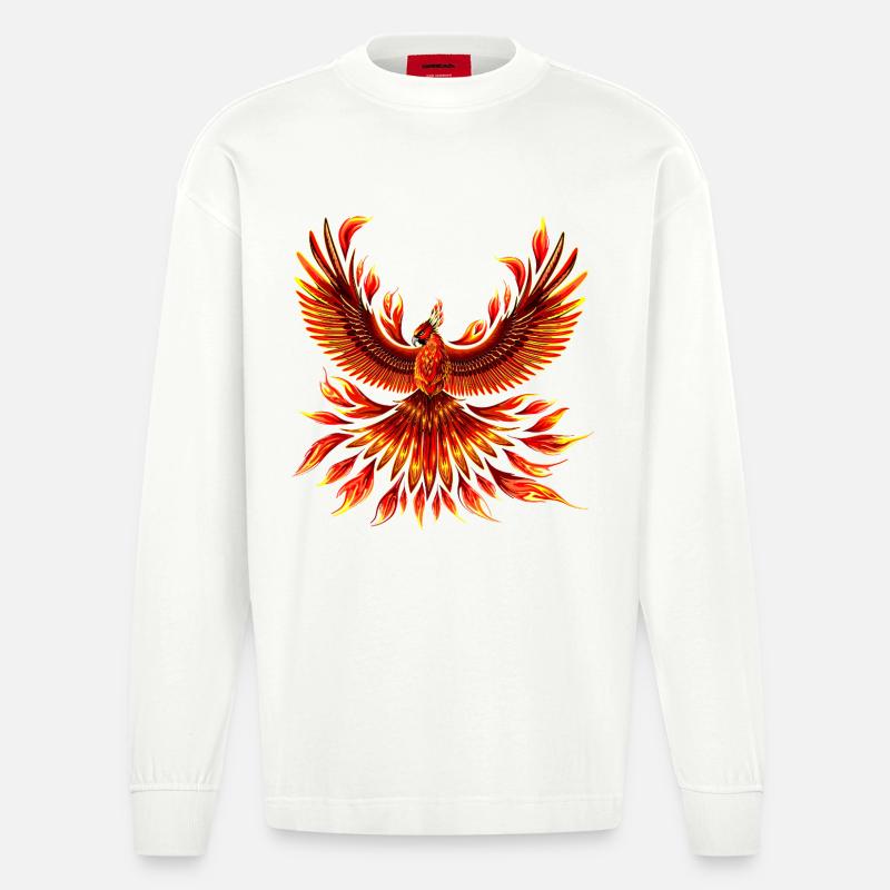 Phönix-Feuervogel - Heavyweight Oversized Organic Langarmshirt Made in EU - OFF WHITE