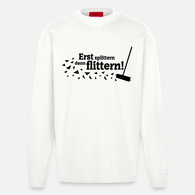Polterabend Spruch - Heavyweight Oversized Organic Langarmshirt Made in EU - OFF WHITE