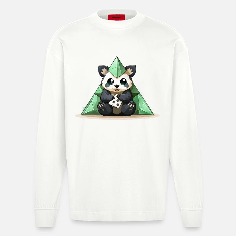 Pyramide de Cristal de Panda - Manches longues bio épais oversize fabriqué en UE - OFF WHITE