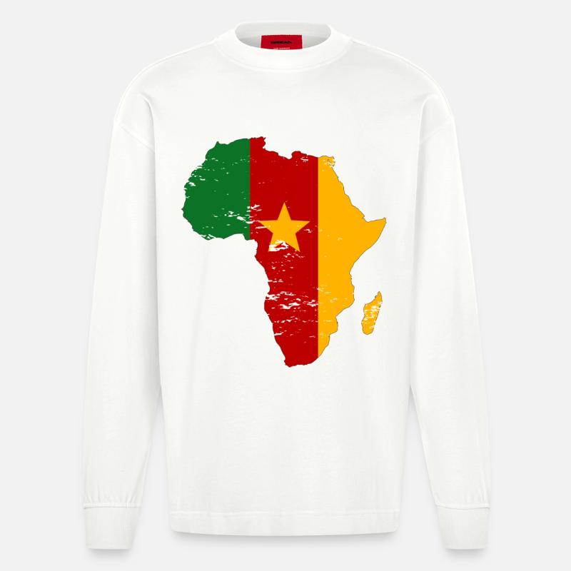 Drapeau du Sénégal Afrique utilisé - Manches longues bio épais oversize fabriqué en UE - OFF WHITE