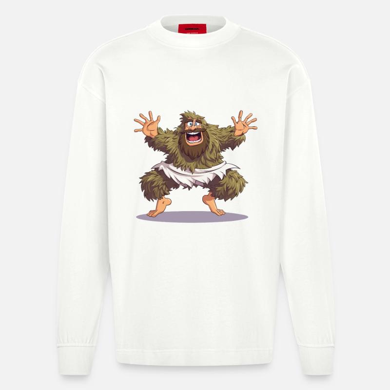 Joyeuse danse du Bigfoot - Manches longues bio épais oversize fabriqué en UE - OFF WHITE