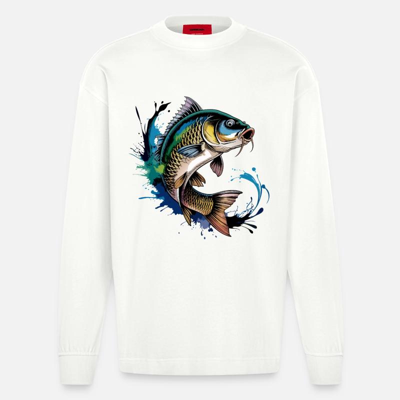 Springender Karpf - Heavyweight Oversized Organic Langarmshirt Made in EU - OFF WHITE