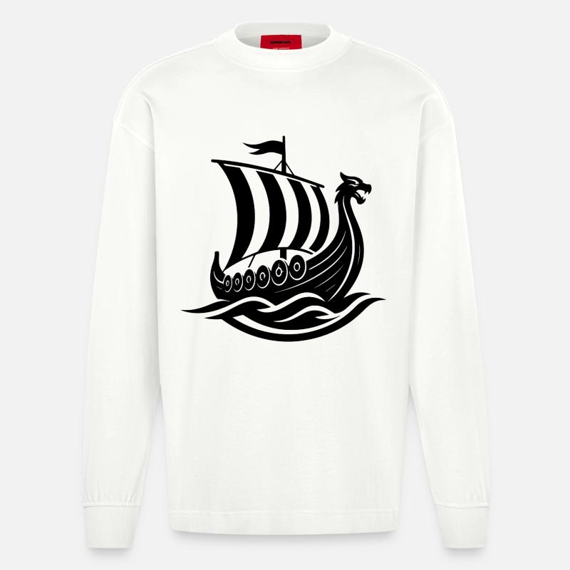 Wikingerboot - Heavyweight Oversized Organic Langarmshirt Made in EU - OFF WHITE