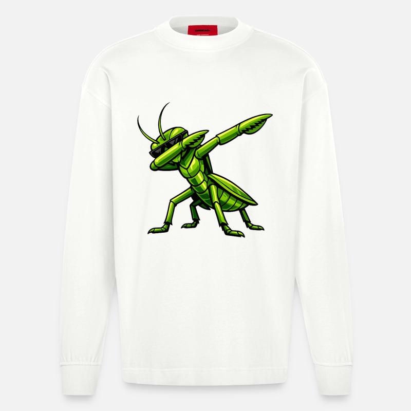 Dabbing Gottesanbeterin - Heavyweight Oversized Organic Langarmshirt Made in EU - OFF WHITE