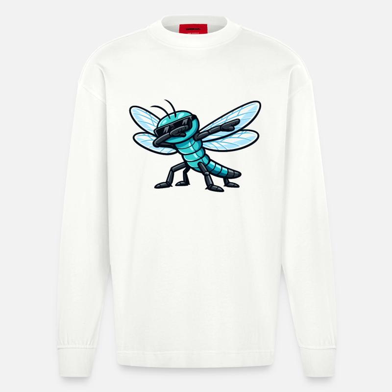 Dabbing Libelle - Heavyweight Oversized Organic Langarmshirt Made in EU - OFF WHITE
