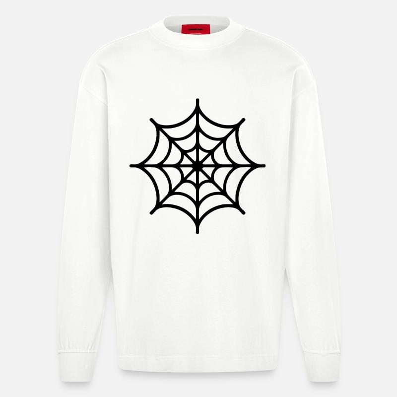 Spinnennetz Spinne - Heavyweight Oversized Organic Langarmshirt Made in EU - OFF WHITE