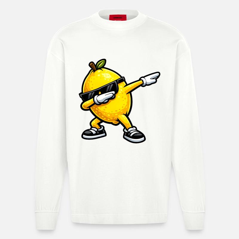 Dabbing Zitrone - Heavyweight Oversized Organic Langarmshirt Made in EU - OFF WHITE