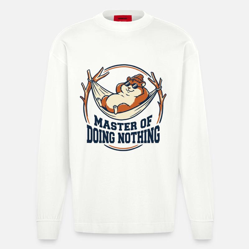 Master Of Doing Nothing Hamster - Heavyweight Oversized Organic Langarmshirt Made in EU - OFF WHITE