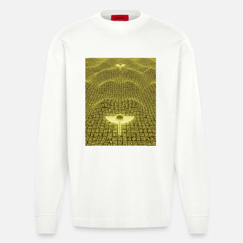 Ancient Golden Code Alien Artifact - Heavyweight Oversized Organic Langarmshirt Made in EU - OFF WHITE