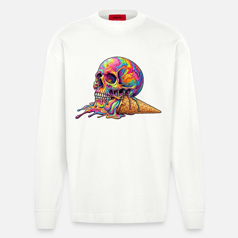 Cream Skull - Manches longues bio épais oversize fabriqué en UE - OFF WHITE