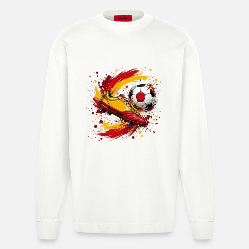 Fußball Team Spanien - Heavyweight Oversized Organic Langarmshirt Made in EU - OFF WHITE
