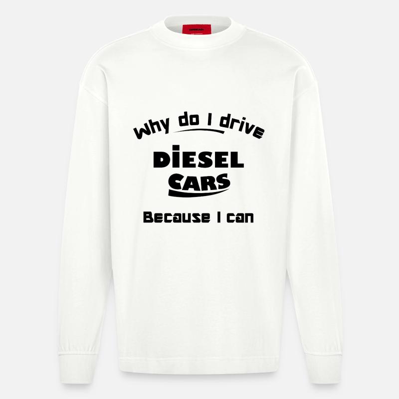 Combustion et voitures diesel - Manches longues bio épais oversize fabriqué en UE - OFF WHITE
